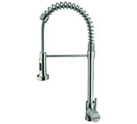 Edesa - Grifo de cocina Yosemite Pro Cromo 951270016 con caño curvo alto y giro 360°, acero inoxidable 304 satinado para fregadero Silver Medium