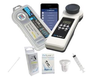 Edición especial: Fotómetro 13 en 1 PoolLab 1.0 - nueva versión - medidor de agua electrónico, fotómetro con 70 tabletas de prueba y paquete de recarga extra