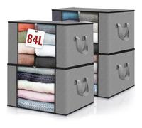 edihome, Cajas Almacenaje Ropa, Bolsas para Guardar Ropa, Organizador Armario, con Asas Reforzadas, Cajas Organizadoras, Fundas de Tela Resistente (Gris claro, Pack de 4)