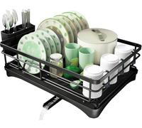 edihome, Escurreplatos sobre Fregadero, Escurridor de Platos, Acero Inoxidable, Bandeja Antigoteo y Boquilla de Drenaje, Drying Rack, para Ollas Cocina, Vajilla, Escorredor de Louça (1 Nivel)