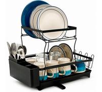 edihome, Escurreplatos sobre Fregadero, Escurridor de Platos, Acero Inoxidable, Bandeja Antigoteo y Boquilla de Drenaje, Drying Rack, para Ollas Cocina, Vajilla, Escorredor de Louça (2 Niveles)