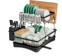 edihome, Escurreplatos sobre Fregadero, Escurridor de Platos, Acero Inoxidable, Bandeja Antigoteo y Boquilla de Drenaje, Drying Rack, para Ollas Cocina, Vajilla, Escorredor de Louça (2 Niveles)