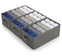 edihome, Organizador Armario, Separadores de Cajones para Camisetas y Ropa Interior, con Compartimentos, Cajas Organizadoras Armarios (Gris Oscuro, Pack 3-6 Compartimentos)