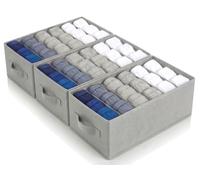 edihome, Organizador Armario, Separadores de Cajones para Camisetas y Ropa Interior, con Compartimentos, Cajas Organizadoras Armarios (Gris Claro, Pack 3-6 Compartimentos)