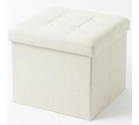 edihome, Puff Almacenaje Plegable, (38 x 38 x 38 cm), Baul, Otomana con Tapa - Banco de Tela Organizador y Asiento para Dormitorio y Pie de Cama (Blanco Marfil, 38 x 38 x 38 cm)