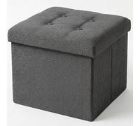 edihome, Puff Almacenaje Plegable, (38 x 38 x 38 cm), Baul, Otomana con Tapa - Banco de Tela Organizador y Asiento para Dormitorio y Pie de Cama (Gris Oscuro, 38 x 38 x 38 cm)