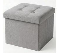 edihome, Puff Almacenaje Plegable, (38 x 38 x 38 cm), Baul, Otomana con Tapa - Banco de Tela Organizador y Asiento para Dormitorio y Pie de Cama (Gris Claro, 38 x 38 x 38 cm)