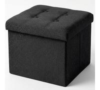 edihome, Puff Almacenaje Plegable, (38 x 38 x 38 cm), Baul, Otomana con Tapa - Banco de Tela Organizador y Asiento para Dormitorio y Pie de Cama (Negro, 38 x 38 x 38 cm)