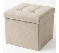 edihome, Puff Almacenaje Plegable, (38 x 38 x 38cm), Baul, Otomana con Tapa - Banco de Tela Organizador y Asiento para Dormitorio y Pie de Cama (Beige Tostado, 38 x 38 x 38 cm)