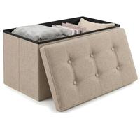 edihome, Puff Almacenaje Plegable, (38 x 76 x 38cm), Baul, Otomana con Tapa - Banco de Tela Organizador y Asiento para Dormitorio y Pie de Cama (Beige Tostado, 38 x 76 x 38 cm)