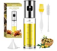 edihome, Pulverizador Aceite Spray, para Cocina, de Acero Inoxidable y Cristal,100 ml, Antigoteo, Accesorios Freidora de Aire, Dispensador, Bote, Dosificador