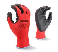 EDIMAX, Guantes Trabajo, Alta Resistencia a la Abrasión y al Desgarro nivel 3, Recubrimiento de Naylon PU, Versátiles, Protección Mecánica e Industrial (12 pares) (Talla M / 8)