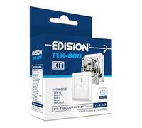 EDISION Toma de Antena TVK-800 Kit: Toma de Paso TV-R-Sat Empotrado/Superficie 3 Conectores inclusivo Carátula y Caja, DVB-S2, Unicable, DVB-T/T2, DVB-C, Radio, FM, Dab+, Paso de DC, 3 Salidas