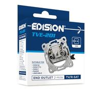 EDISION Toma de Antena Universal TVE-201, Toma Terminal TV/R-Sat Empotrado 2 Conectores, Adecuado para Sat DVB-S2, Unicable, Terrestre DVB-T/T2, Cavo DVB-C, Radio, FM, Dab+, Paso de DC, 2 Salidas