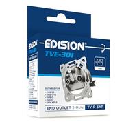 EDISION Toma de Antena Universal TVE-301, Toma Terminal TV-R-Sat Empotrado 3 Conectores, Adecuado para Sat DVB-S2, Unicable, Terrestre DVB-T/T2, Cavo DVB-C, Radio, FM, Dab+, Paso de DC, 3 Salidas