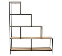 Edison Estantería metálica (L x An x Al: 30 x 120 x 146 cm, Metal/Madera, Negro/Marrón, Forma de escalera)