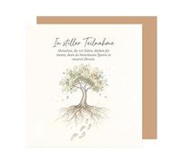 Edition Seidel Premium tarjeta de condolencias cuadrada con sobre. Tarjeta plegable con texto en alemán árbol amor recuerdo (TQ251 SW026)
