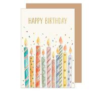 Edition Seidel Premium tarjeta de cumpleaños con sobre. Tarjeta de felicitación plegable con mensaje en inglés Happy Birthday para hombre mujer amigos velas confeti colorido (G4381 SW026)