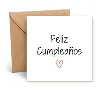 Edition Seidel Premium tarjeta de cumpleaños cuadrada con sobre. Tarjeta de cumpleaños Feliz Cumpleaños en español para hombre mujer amigo amiga corazón sencillo (GQ878 SW026)