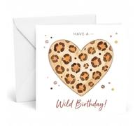 Edition Seidel Tarjeta de cumpleaños cuadrada de alta calidad con sobre. Tarjeta de felicitación de 2026 con corazón de leopardo salvaje para él, su amigo (GQ1121 SW026)