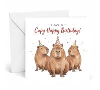 Edition Seidel Tarjeta de cumpleaños cuadrada premium con sobre. tarjeta de felicitación en inglés feliz cumpleaños para hombre mujer amigo novia Capibara divertido (GQ1139 SW026)