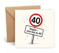Edition Seidel Tarjeta de felicitación cuadrada premium para 40 cumpleaños con sobre, tarjeta de felicitación con texto en alemán "Alles Gute für Frau Mann lustig elegant Vierzig Glückwünsche (GQ958