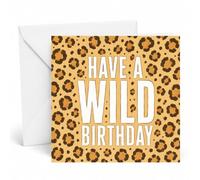 Edition Seidel Tarjeta de felicitación cuadrada premium para cumpleaños con sobre, tarjeta de felicitación, tarjeta plegable en inglés, Happy Birthday para mujer, novia, colega Leo, impresión salvaje