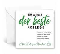 Edition Seidel Tarjeta de felicitación cuadrada premium para jubilación con sobre, tarjeta de felicitación, tarjeta plegable con texto en alemán "Alles Gute Job Rente Pension für Kollege Mann