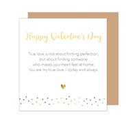 Edition Seidel Tarjeta de felicitación cuadrada premium para San Valentín con sobre, tarjeta de felicitación en inglés para novia, novio, parejas, hombre, mujer, puntos dorados, dulce deseo (VTQ103