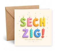 Edition Seidel Tarjeta de felicitación de 60 cumpleaños con sobre, diseño de vela multicolor (GQ984 SW026)