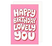 Edition Seidel Tarjeta de felicitación premium de cumpleaños con sobre, tarjeta de felicitación, tarjeta de cumpleaños, con texto en inglés Lovely You Corazones, rosa dulce para hombre, mujer, novio