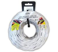 Edm 11885 cable paralelo textil trenzado, blanco, 2 x 1 mm x 5 m