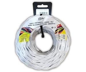 Edm 11885 cable paralelo textil trenzado, blanco, 2 x 1 mm x 5 m