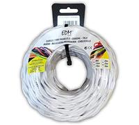 Edm 11887 cable paralelo textil trenzado, blanco, 2 x 2.5 mm x 5 m