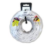 Edm 11988 cable paralelo textil trenzado, blanco, 3 x 1 mm x 25 m