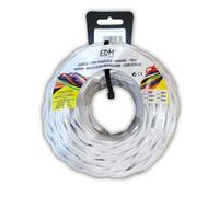 Edm 11990 cable paralelo textil trenzado, blanco, 3 x 2.5 mm x 25 m