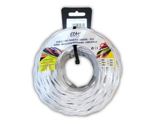 Edm 11990 cable paralelo textil trenzado, blanco, 3 x 2.5 mm x 25 m