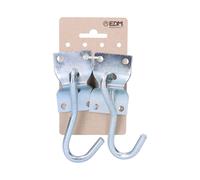 Edm 2 Unid. Placa con Gancho Colgador para Hamaca 70x45mm Cromo