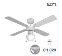 Edm 33800 ventilador de techo modelo caribe 50w, blanco/madera de haya