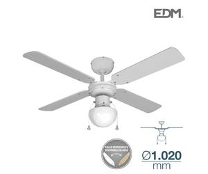 Edm 33800 ventilador de techo modelo caribe 50w, blanco/madera de haya