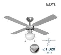 Edm 33801 ventilador de techo modelo caribe 50w, cromado, 102 cm