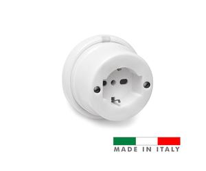 Edm 43752 base schuko tt porcelana serie vintage, 10a-250v, blanco