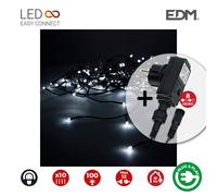 Edm 71480 cortina con programador 2 x 1, 100 leds, blanco, 10 m