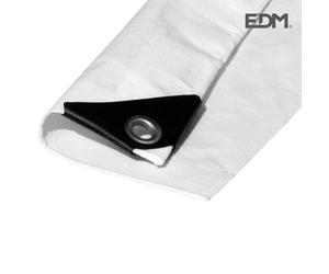 Edm 74999 toldo doble cara ojales metal, blanco, 5 x 8 m