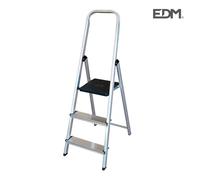 Edm 75052 escalera domestica aluminio 3 peldaños, multicolor