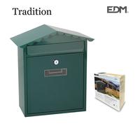 Edm Buzón de Acero Tradicional Verde 260x90x355mm Accesorios Muebles Exterior