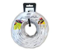 Edm Cable Textil Trenzado Paralelo 2x1.5mm Blanco 25mts - Alta Calidad