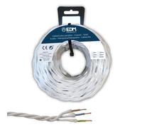 Edm Carrete cable paralelo textil trenzado H05V-K 3 G 1,00 mm² blanco, 25 m