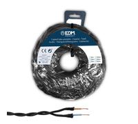 Edm Carrete cable paralelo textil trenzado H05VV-F 2 x 1,50 mm² Negro, 25 m