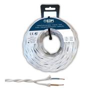Edm Carrete cable paralelo textil trenzado H07V-K 2 x 2,50 mm² blanco, 25 m